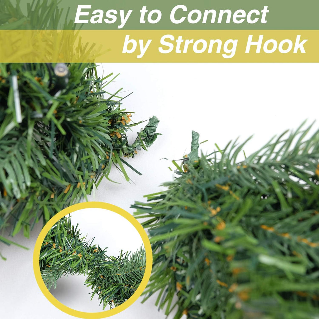 Christmas Garland Prelit 9 Ft Battery Operated with 50 Led Lights, Pine Cone and Snow Style Xmas Garland, Christmas