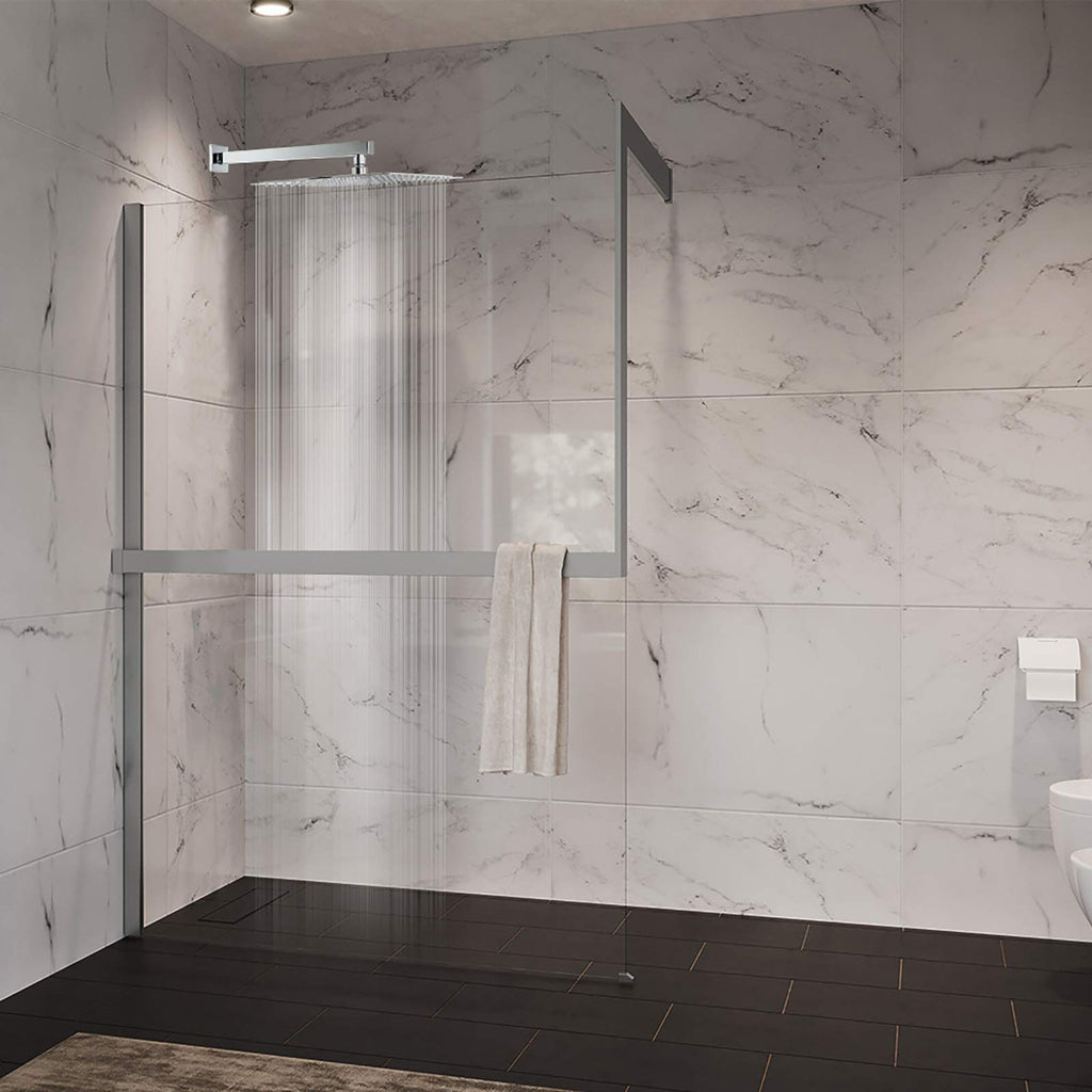 Shower Head with Extension Arm, High Pressure Square with ShowerArm, Stainless Steel Rainfall -Waterfall Full Body