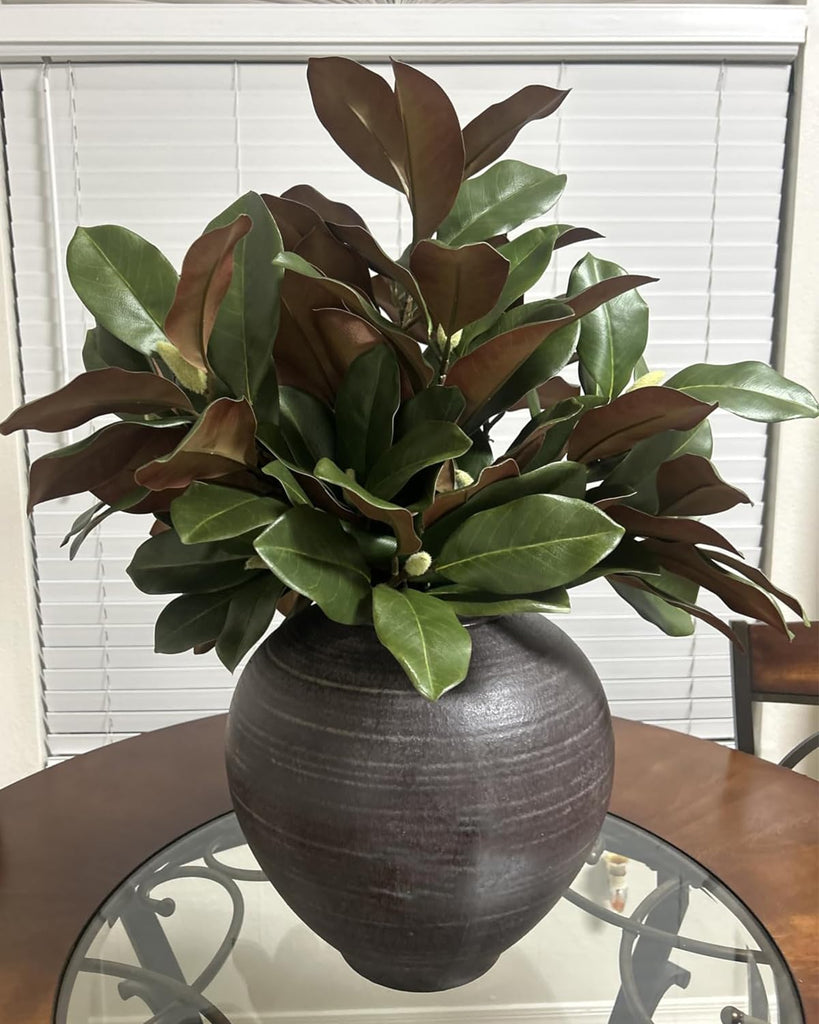 Magnolia Stems, Faux Magnolia Leaves Branches, 6Pcs