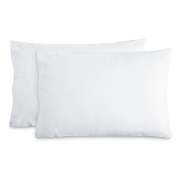 Flannel Pillowcases 100% Cotton (Standard Set of 2, White)