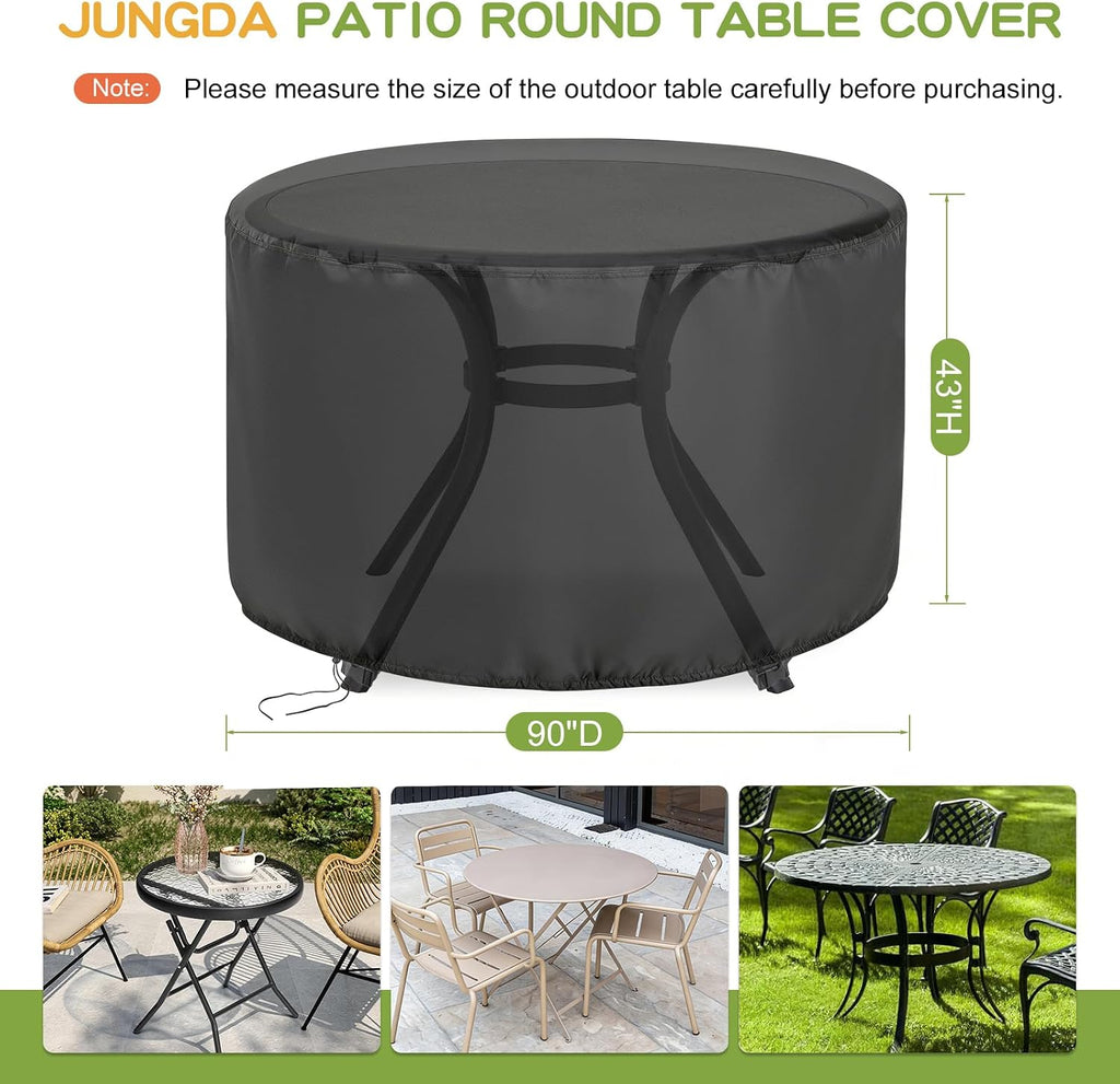 Round Patio Bar Height Table and Chair Cover for 90 Inch Patio Table | Waterproof Outdoor Round Tall High Patio Table