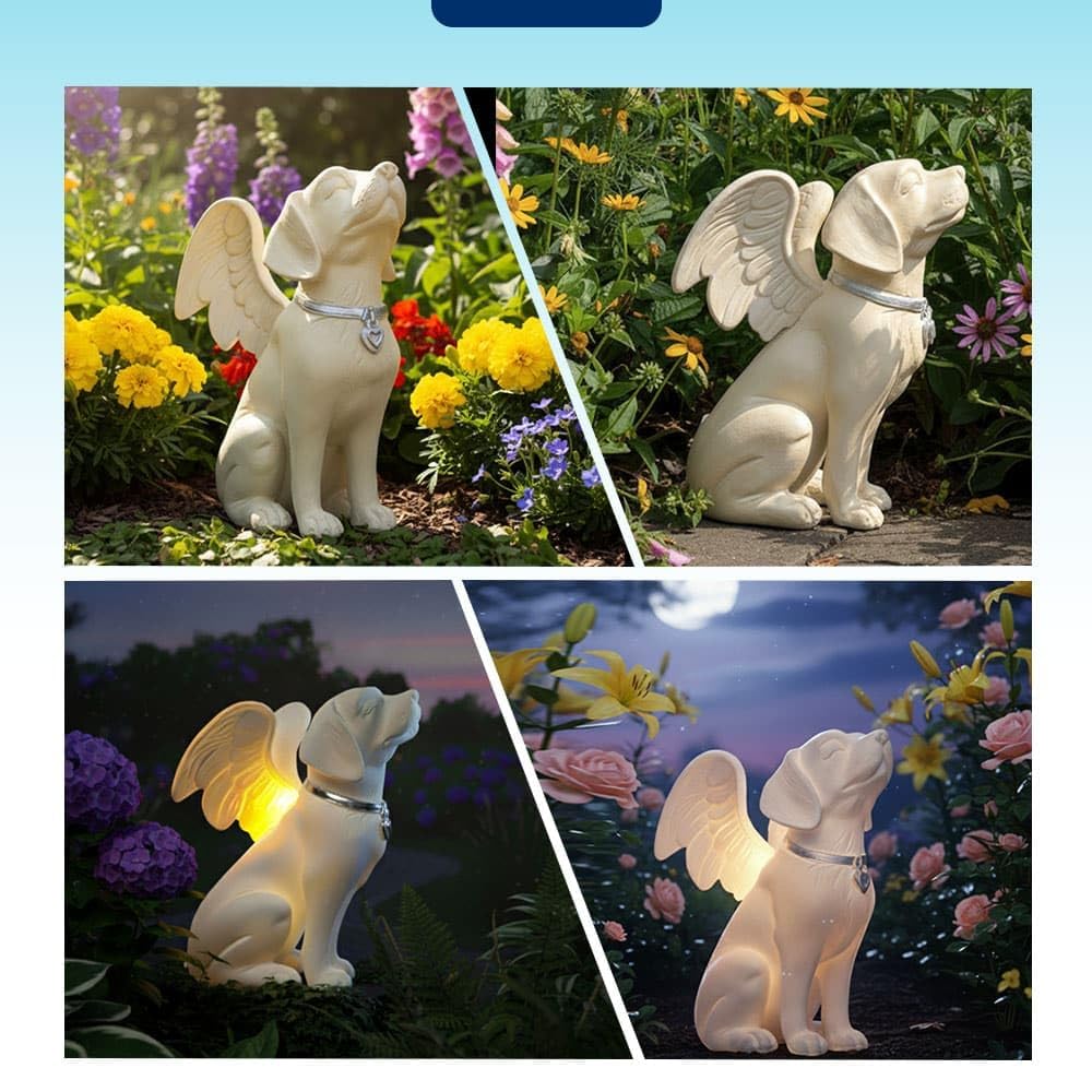 Dog Angel Statue Garden Solar Light, Pet Memorial Gifts