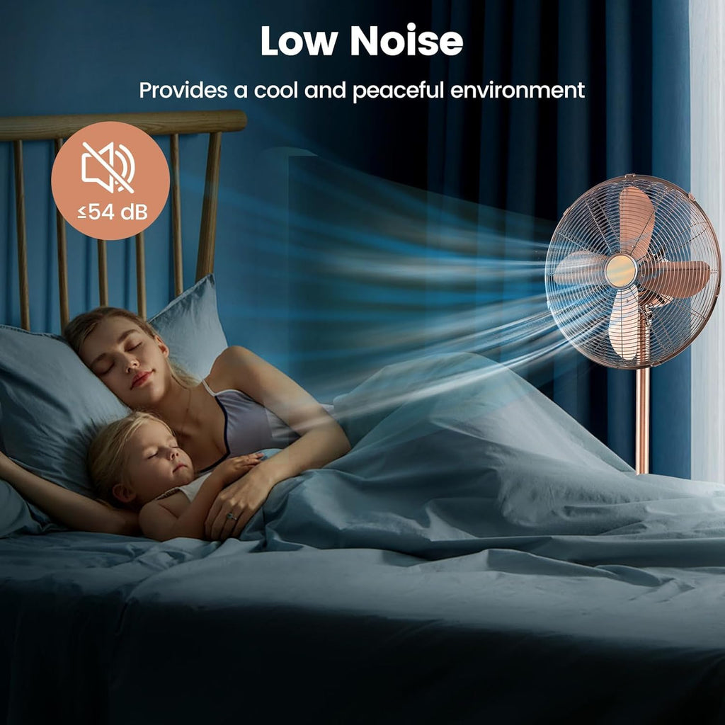 Pedestal Fan, 16'' Oscillating Fan with 3 Speed, Wide Spead, Adjustable Height & Angle, Low Noise Floor Fan w/ 75°