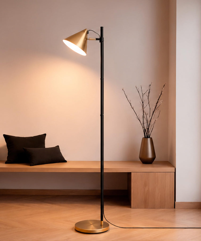 Noah 59" Brass Reading Floor Lamp, Adjustable Over Chair Lamp