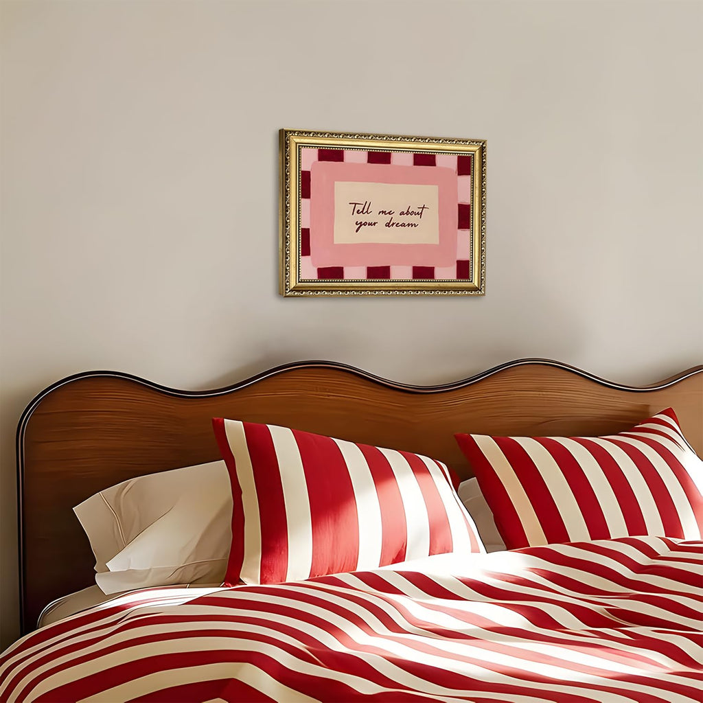 Funny Sleep Quote Sign Wall Art Tell Me About Your Dream Wall Decor Painting, Trendy Inspirational Goodnight Quote