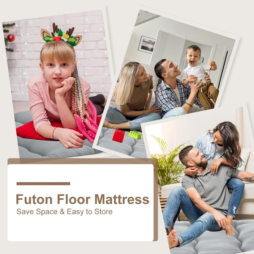 Japanese Futon Mattress, 3" Thick Foldable Floor Sleeping Bed