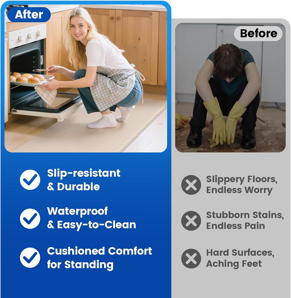 Kitchen Mats for Floor,3PCS Cushioned Soft Kitchen Rugs | Non Slip Anti Fatigue Mats for Floor,Waterproof Kitchen