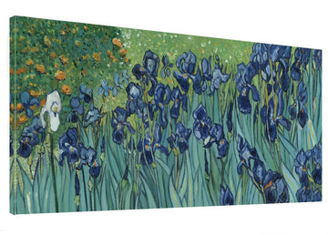 Van Gogh Irises Canvas Wall Art 20"x40" Framed Famous Painting Decor