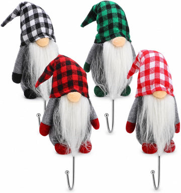 4 Sets 11 Inch Christmas Gnomes with Stocking Holders for Mantle