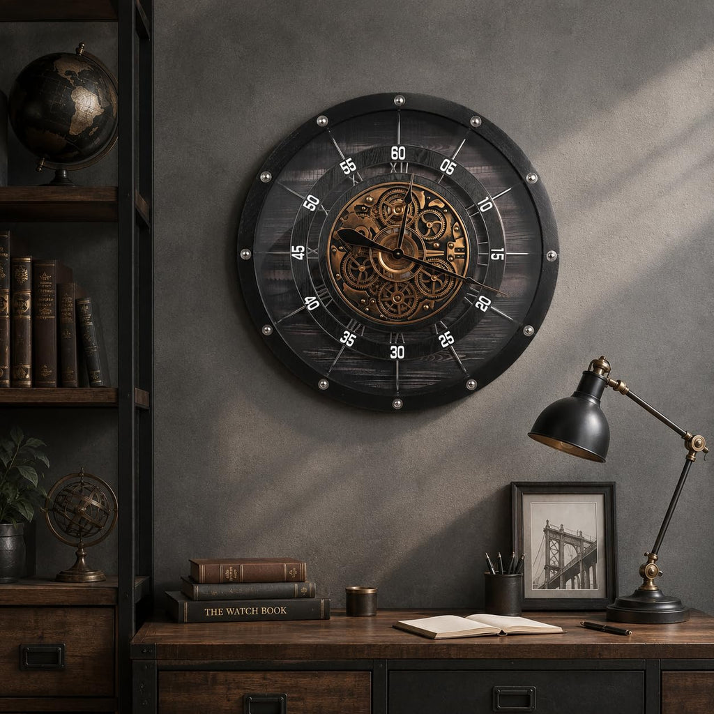 30" Large Wall Clock, Black