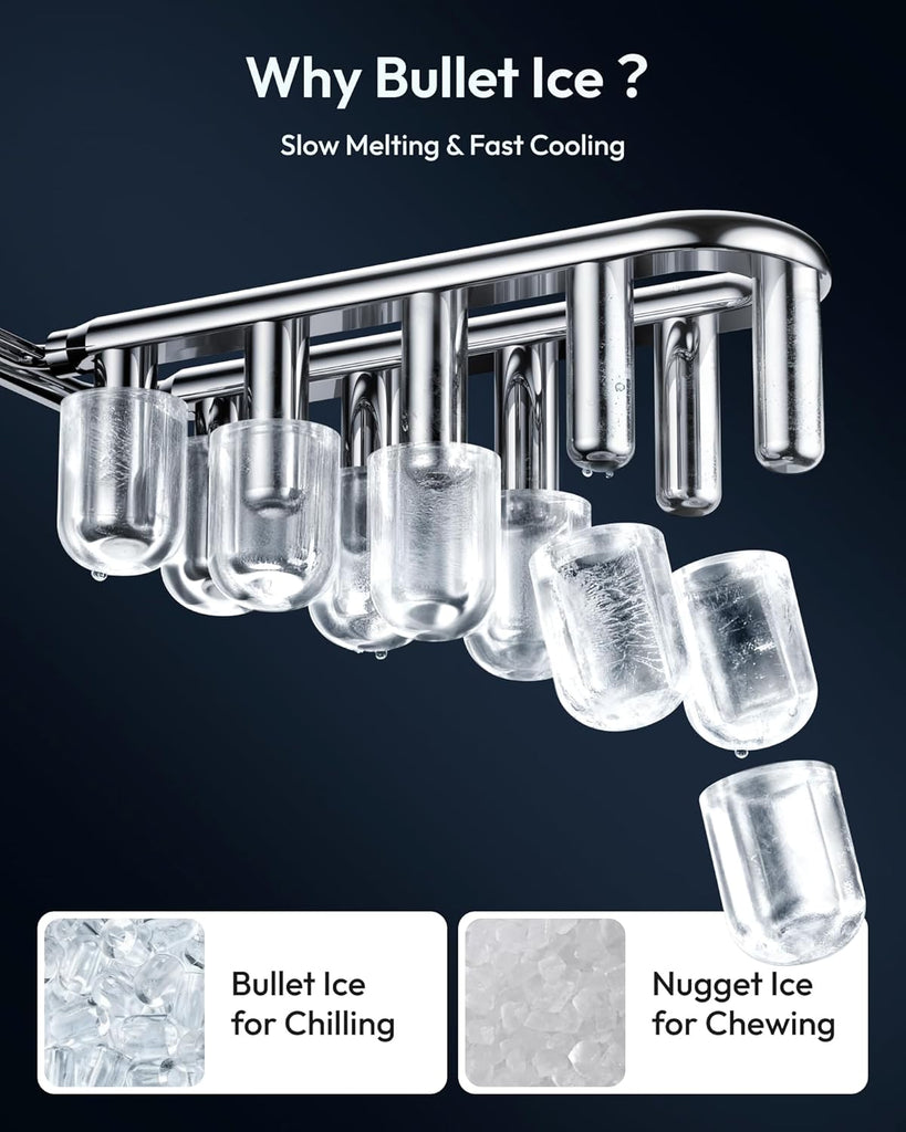 Countertop Ice Maker Machine with Handle, 26lbs in 24Hrs, 9 Ice Cubes Ready in 6 Mins, Auto-Cleaning Portable Ice