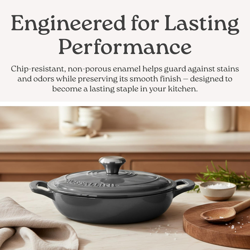 Enameled Cast Iron Braiser Pan with Lid, 2.25 Quart, Ocean Blue