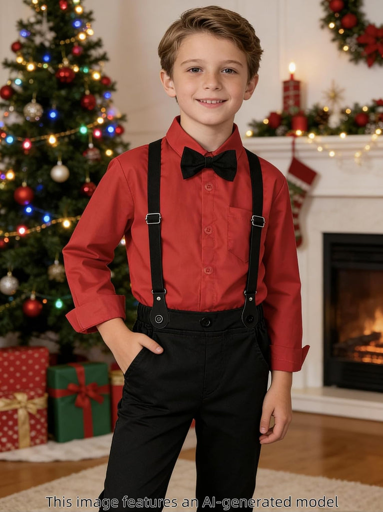 Toddler Boy Suit Baby Dress Outfit, Suspender & Bow Tie 12M