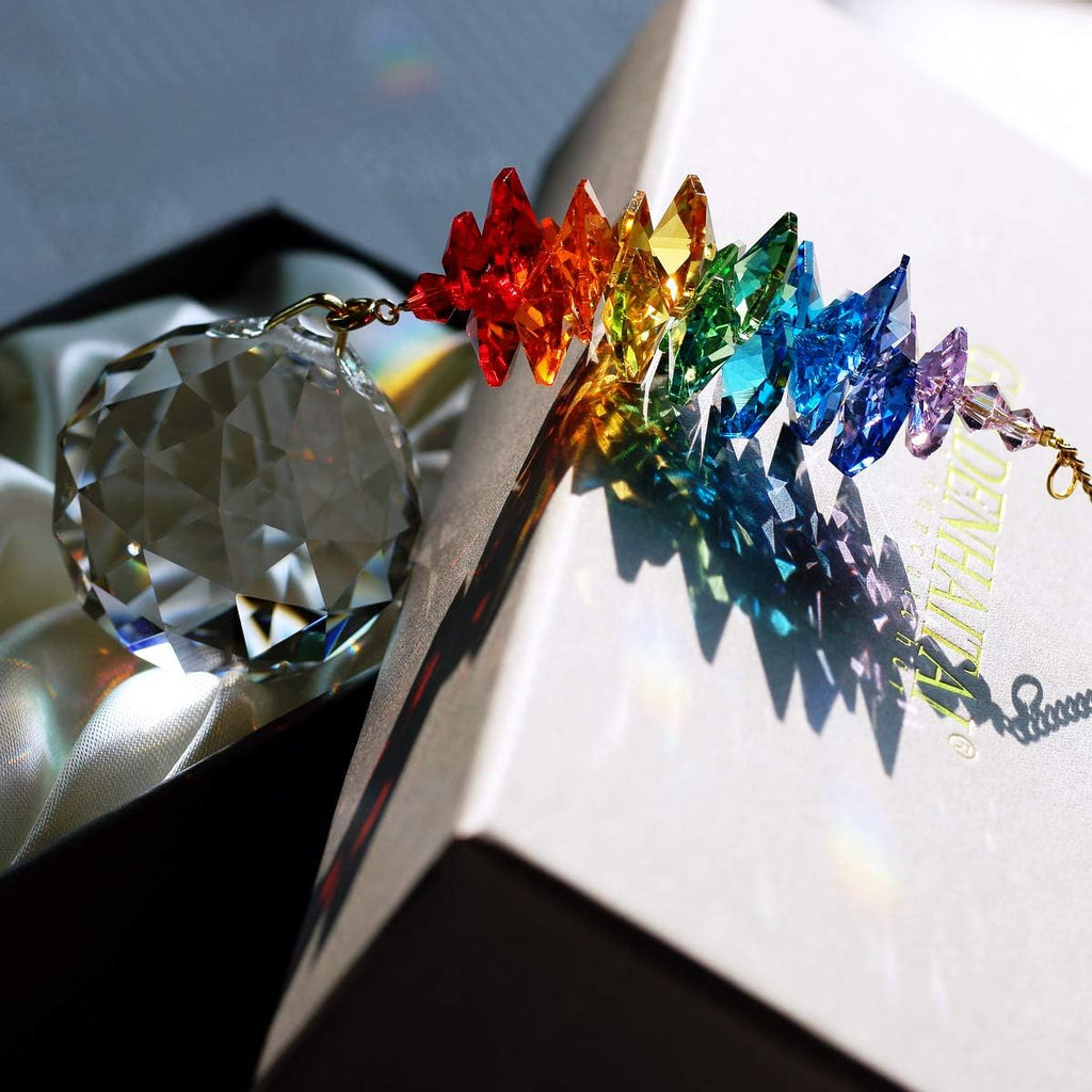 40mm Clear Ball Crystal Suncatcher, Handmade Rainbow Maker Prism, Outdoor Indoor Hanging Window Decorations