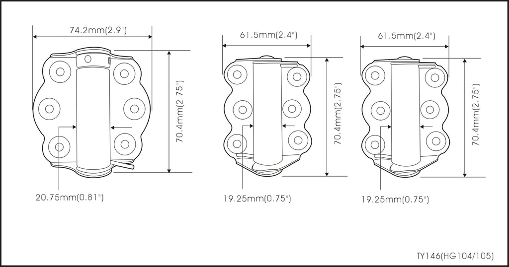 Door Spring Hinges, 2-3/4", Each Set Including 2 PCS Self Closing and 1 PC Adjustable Self Closing Door Hinge, Black