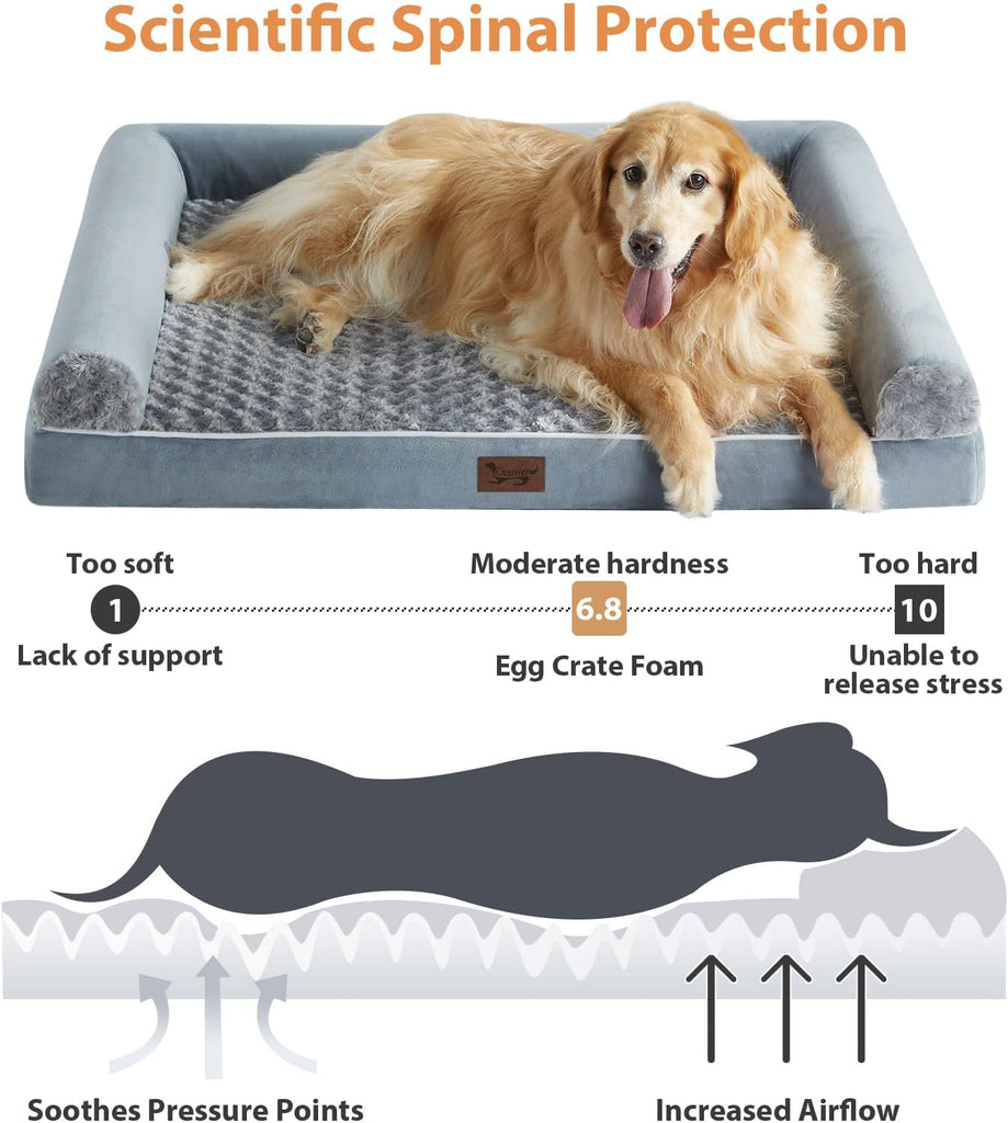 Orthopedic Dog Bed Extra Large Big Comfy Pet Couch Sofa Bed with Removable Washable Cover & Nonskid Bottom for Medium