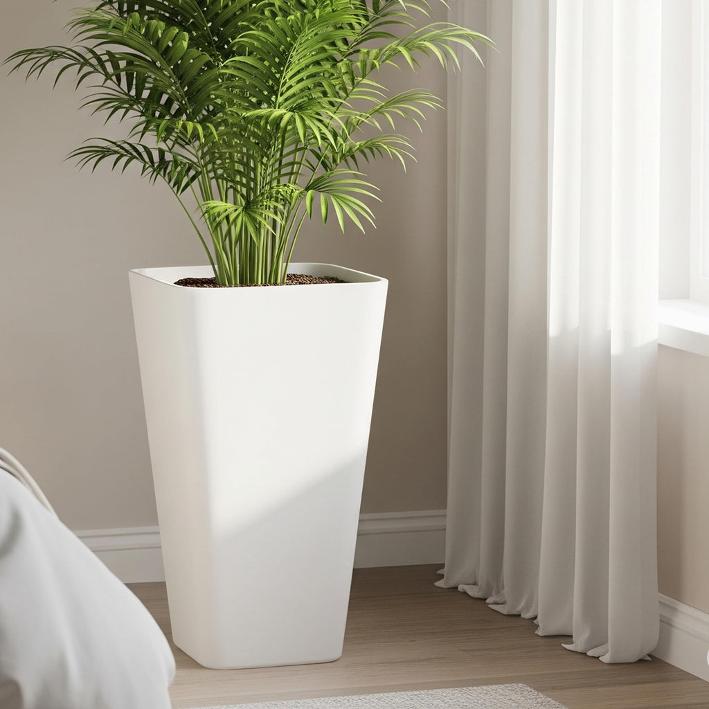 Garden 20" White Plant Pots Tall Flower Pots Set of 2 Planters