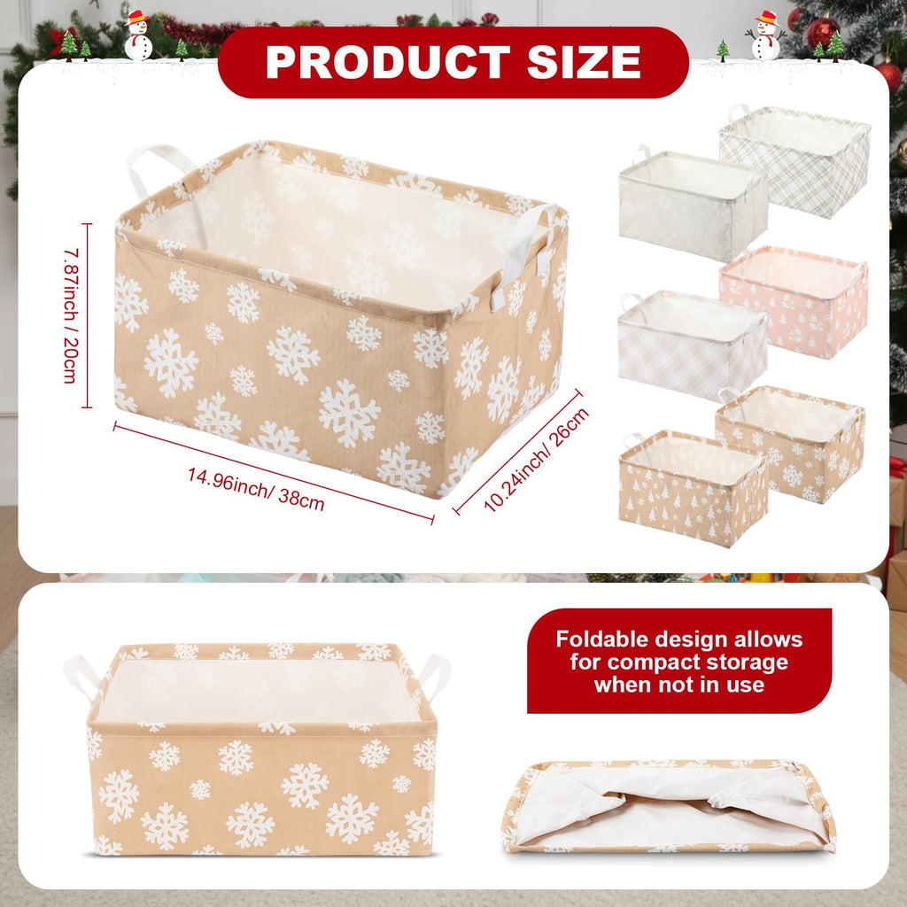 6 Pack Large Christmas Storage Baskets, Farmhouse