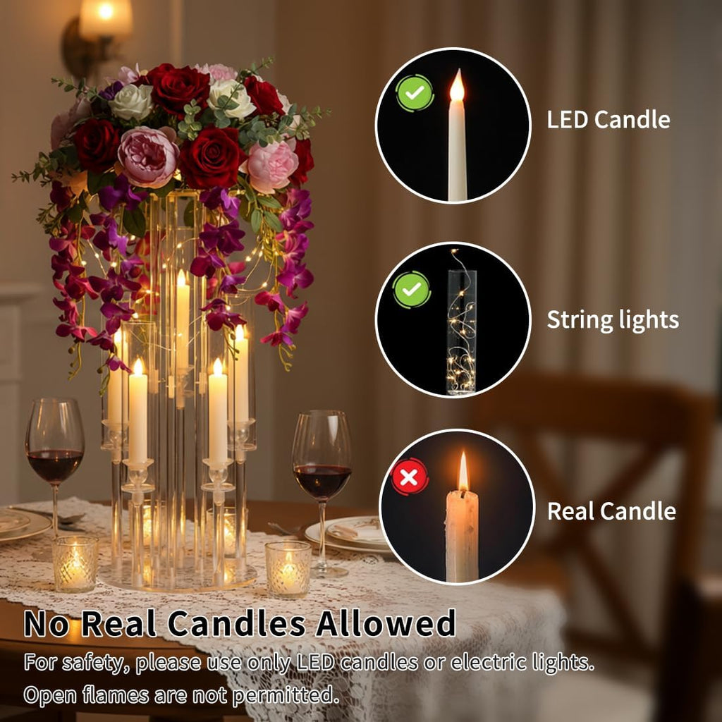 2PCS 5 Arm Candelabra,Clear Centerpiece for Table,Acrylic Centerpiece Stand,Acrylic Candle Holdertmas