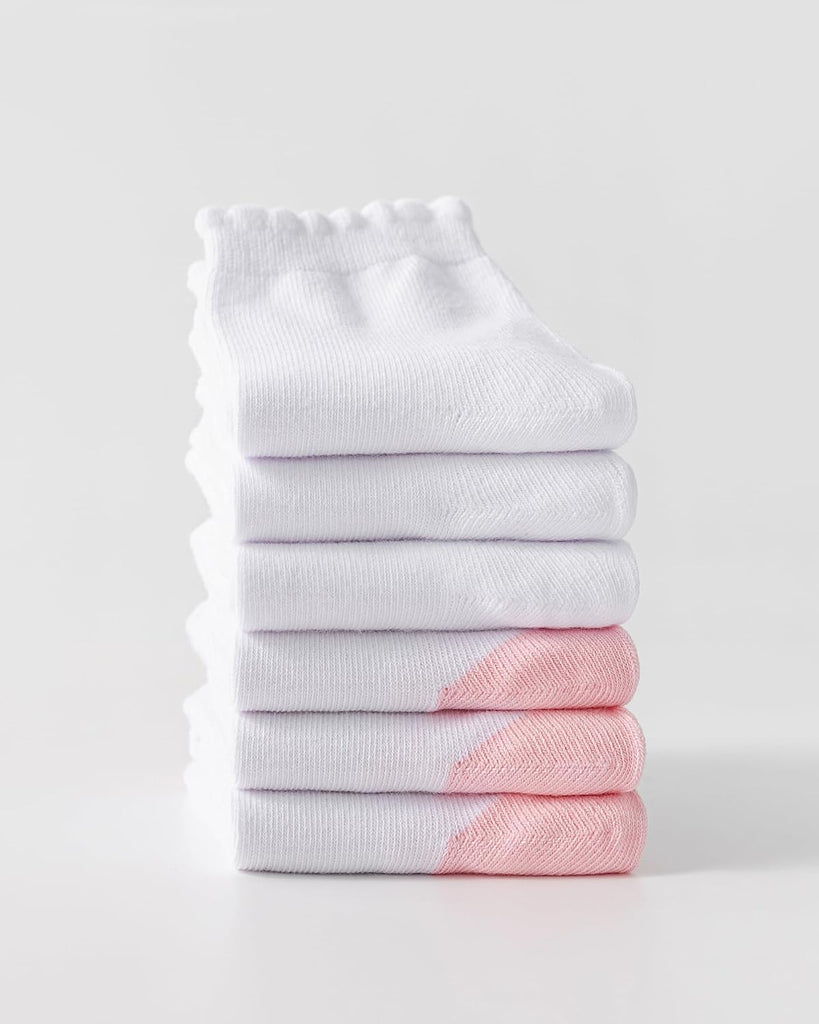 Girls Ruffle White School Uniform Socks Crew Scallop Dress Kid Sock