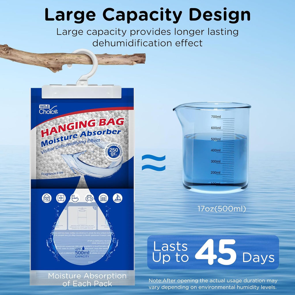 Hanging Moisture Absorbers Hanging Bag for Your Closet, Dehumidifier Bags for Bathroom