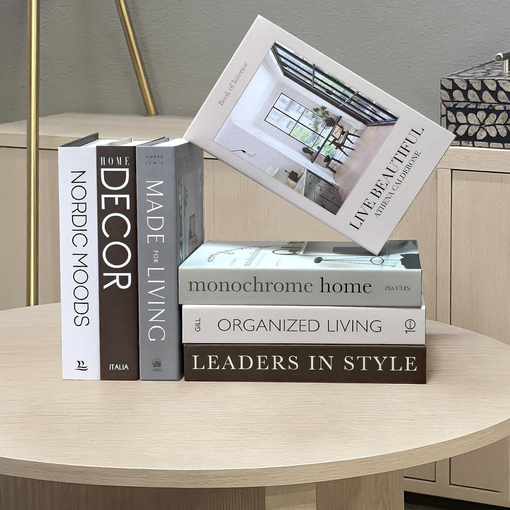 Decorative Books Decor - 7 Pcs Fake Books for Decoration, Faux Stack for Bookshelf, Coffee Table, Designer Decor Set