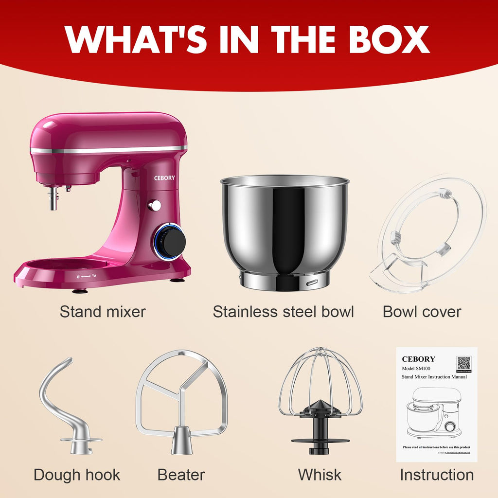 Stand Mixer, 4QT 10+P-Speed Electric Kitchen Mixer with Bowl