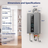 Tankless Water Heater, Novieex On Demand Water Heater Natural Gas, Up to 3.6 GPM, 86