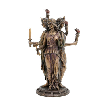 Large Bronze Finish Greek Goddess Hecate Triple Goddess Statue Figurine