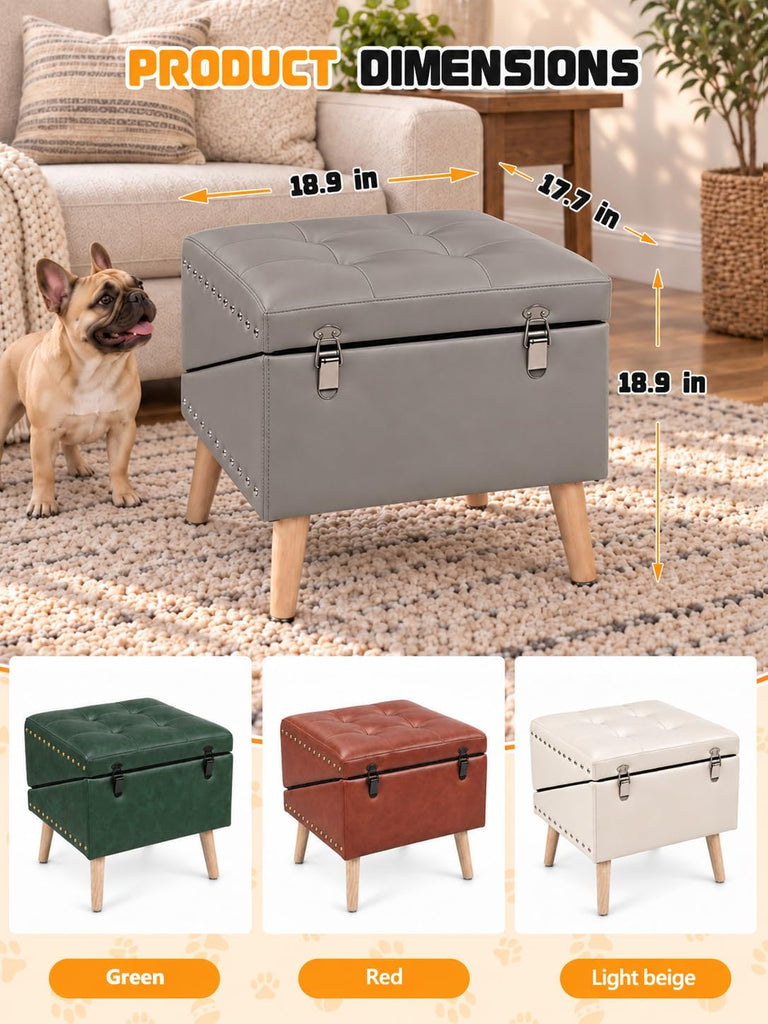 Dog Stairs for Couch, 3-in-1 Dog Safety Ramp and Storage Ottoman