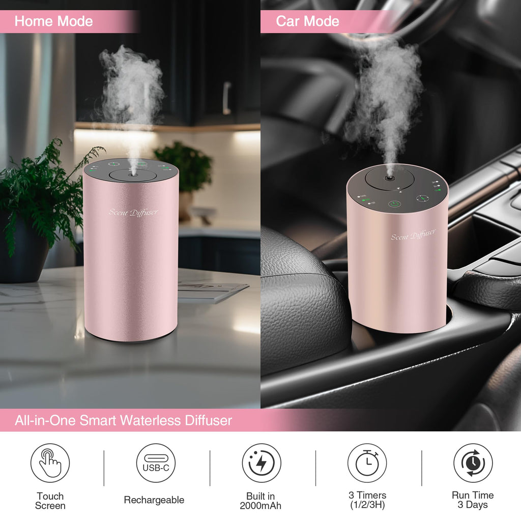 Waterless Essential Oil Diffuser Starter Kit - No Water Needed, Battery Operated Mini Scent Air Machine, Included