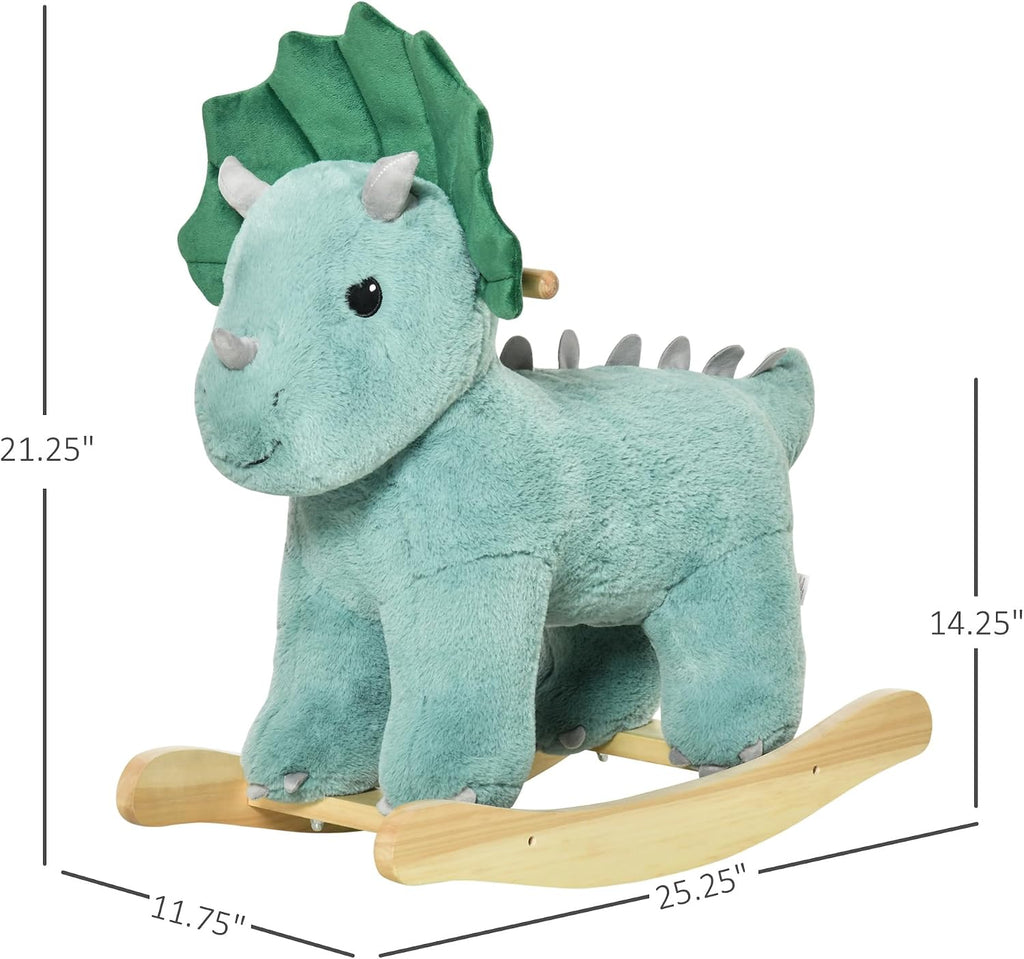 Kids Plush Ride-On Rocking Horse for Child 36-72 Months Dark Green