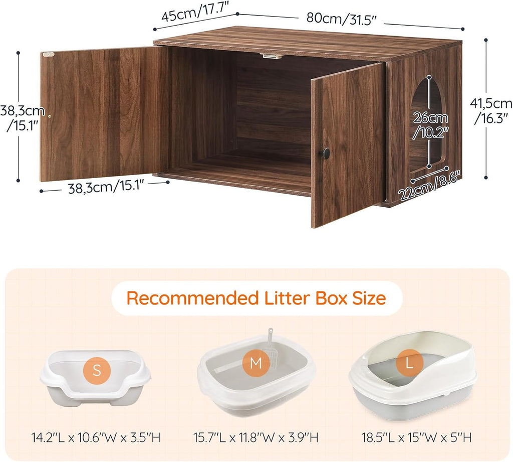 Cat Litter Box Enclosure, Hidden Litter Box Furniture with Side Entry, Litter Box Cabinet, Indoor Cat House, End Side