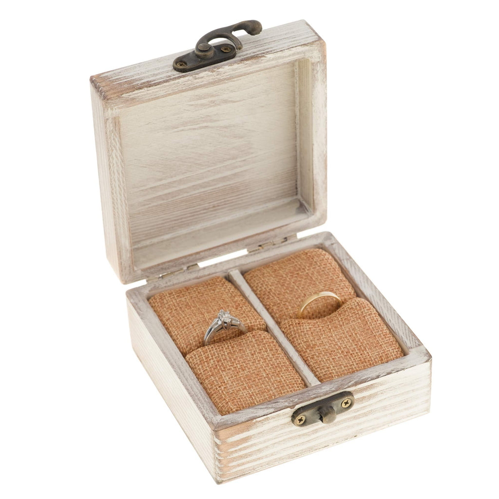 Wood Ring Box for Wedding Ceremony Rustic Vintage Ring Bearer Box, Unique Engagement Ring Holder Boxes for Marriage