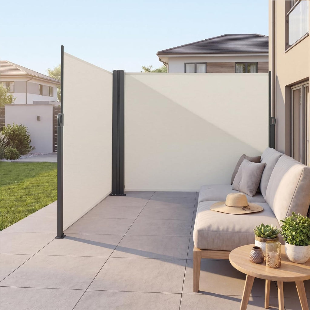 Retractable Side Awning, 71" x 236" Patio Retractable Side Screen with 180 g/m2 Polyester Fabric, Waterproof Sunshade