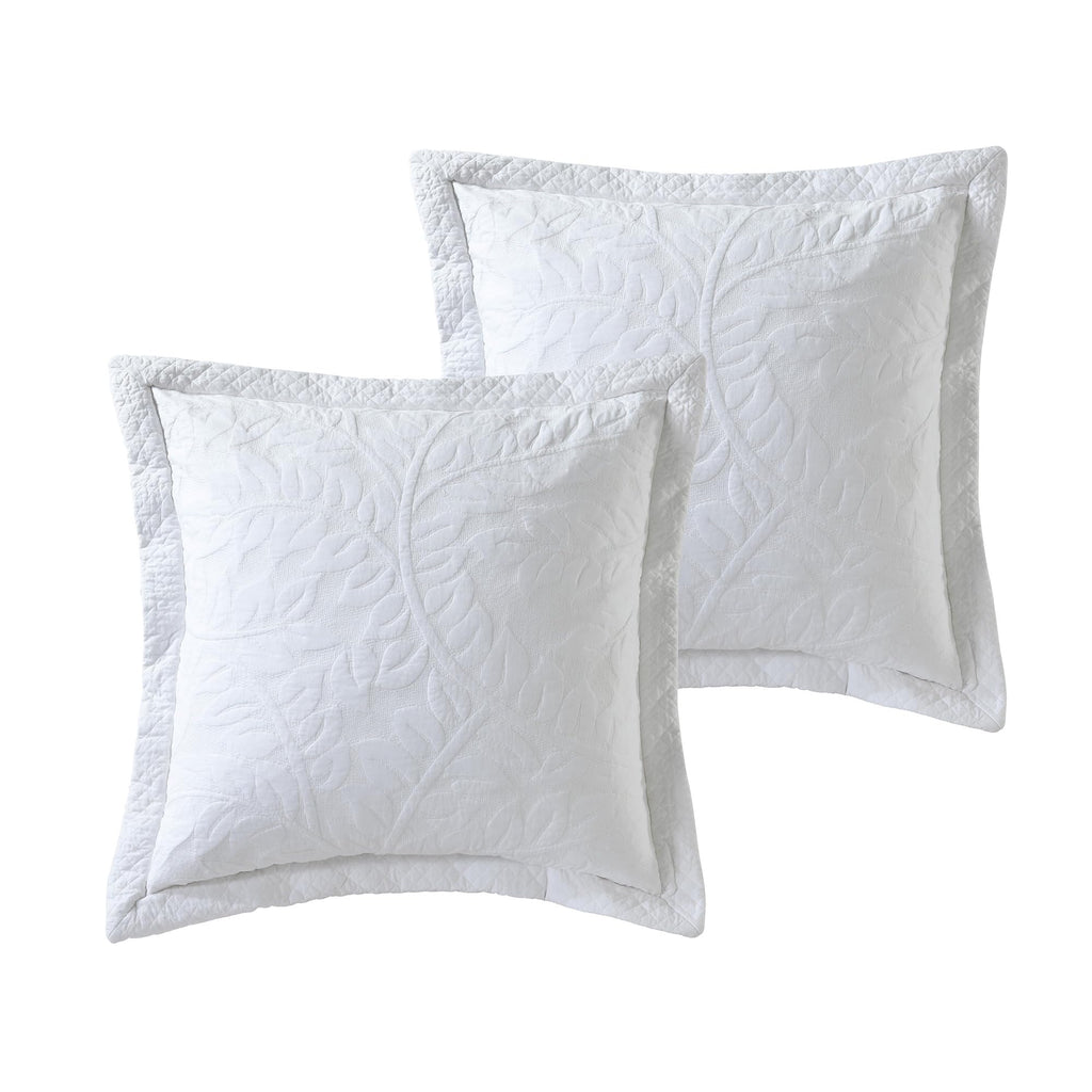 2 Pcs Cotton Quilted Pillow Shams Euro Shams 26"x26" (Euro, White)