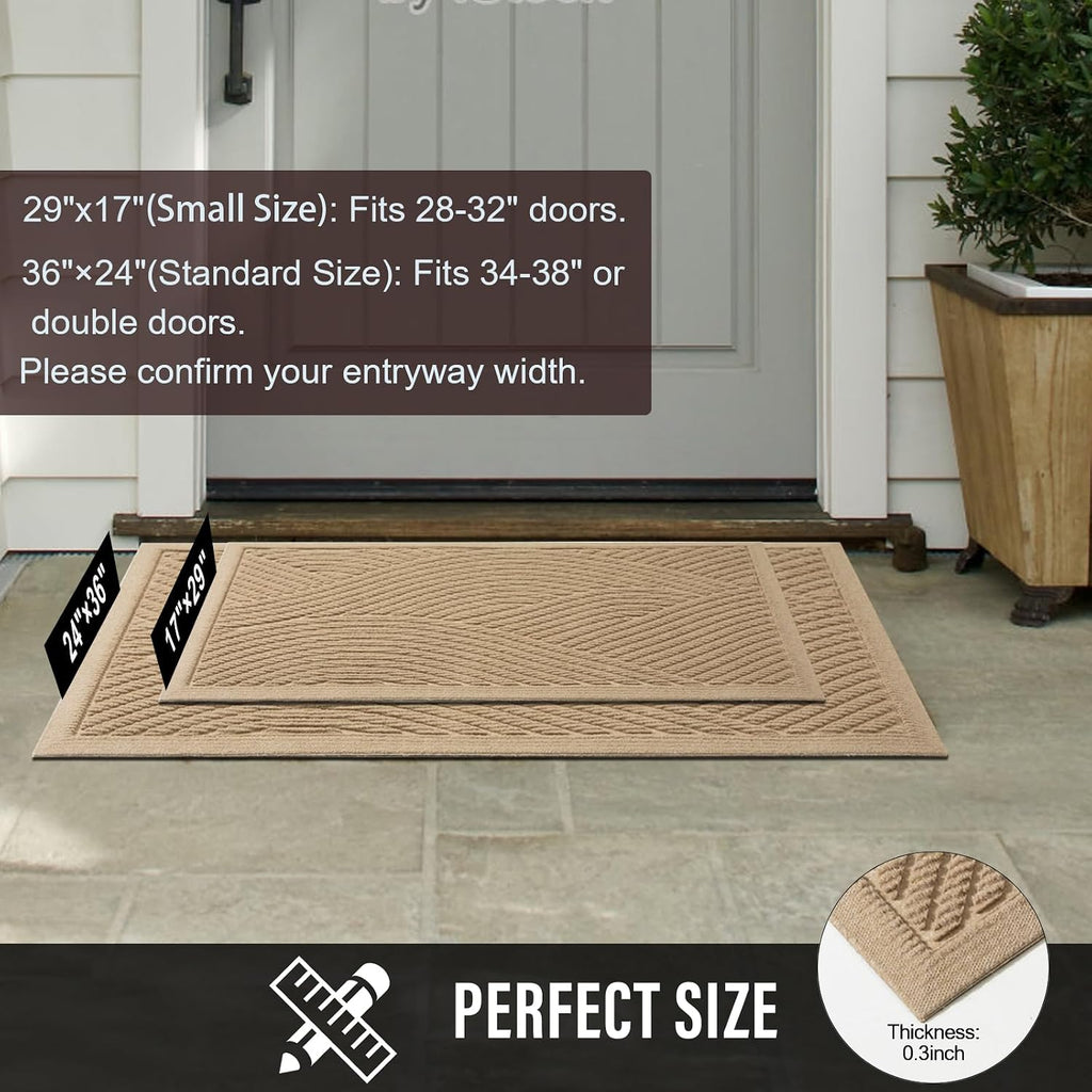 Sturdy Front Door Mat, Absorbent Muddy Dirt Resist Welcome Door Mats Outdoor Indoor, Stain and Fade Resistant