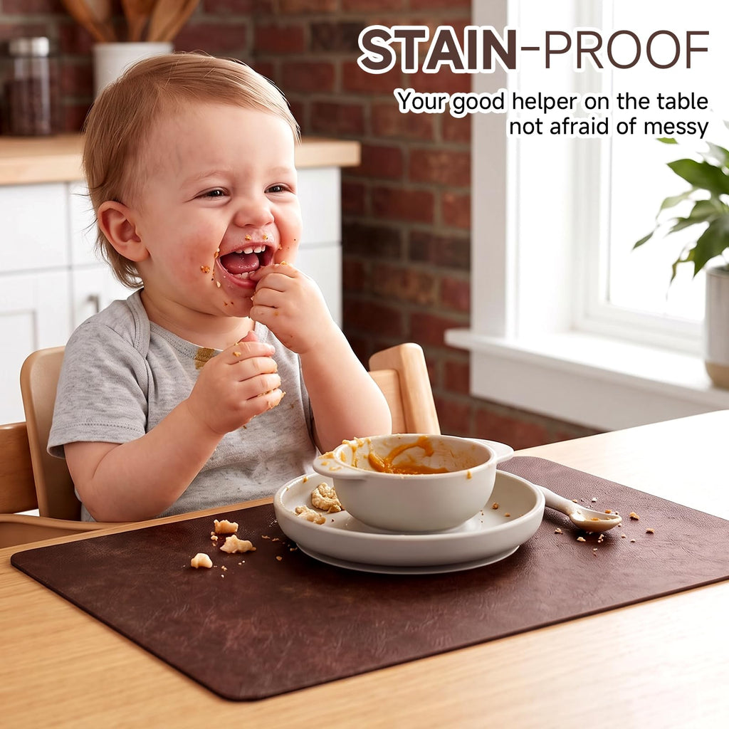 Fall placemats Set of 4, Faux Leather 12x17 Wipeable Table Mats