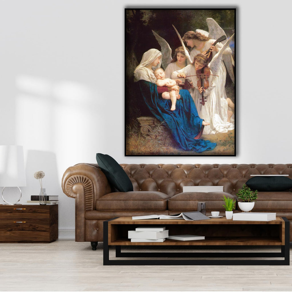 William Adolphe Bouguereau Art Prints - Virgin and Angel Poster - Virgin Mary Angels Choir Wall Art Canvas