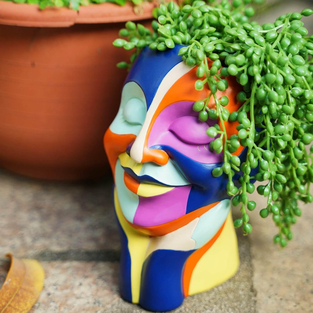 Rainbow Face Planters Pots Head, Funny Body Plant Pots for Decor, Resin Decorative Artistic Head Flower Pot, Hand