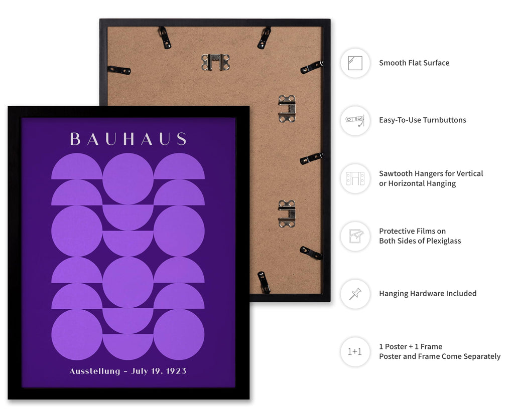 Vintage Bauhaus Poster - Retro Circles & Semi Circles Print - Geometric Art - Minimal Gift for Men, Women - Abstract