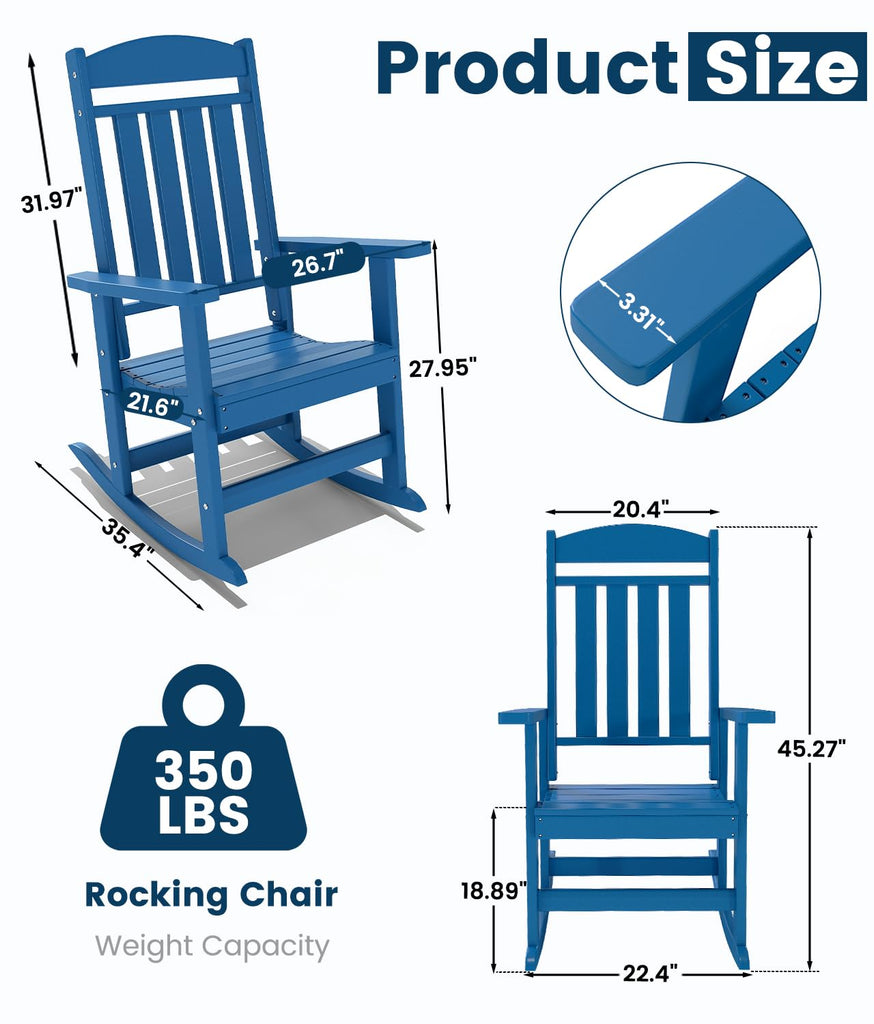 Outdoor Rocking Chair Set of 1, Oversized Rocking Chair Outdoor