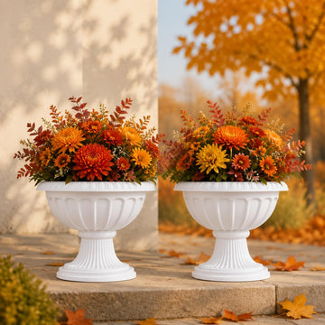 Plastic Classic Urn Planter: 10.23 Inch Pedestal Plant Pots, 2 Pcs