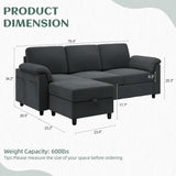 Convertible Sectional Sofa Couch, 3 Seat L Shaped Sofa with Removable Pillows Soft Corduroy Fabric Small Couch Mid