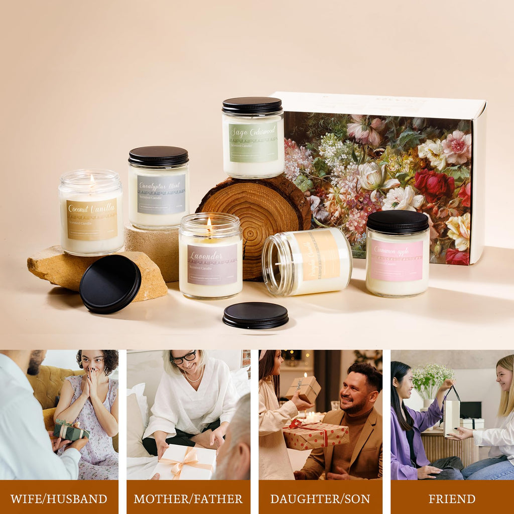 Scented Candles Gift Set for Women, 6-Pack Fall Soy Candles Decor