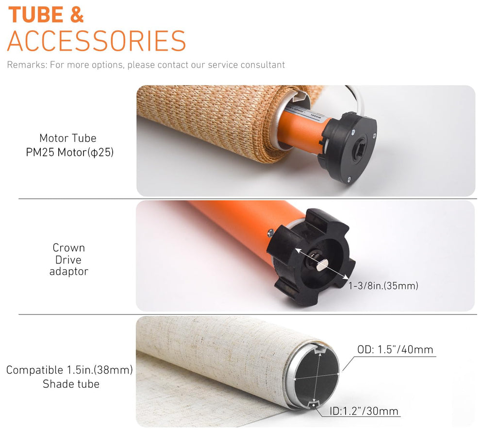 Tuya WiFi Smart Roller Shade Motor for 1.5" (38mm) Tubes - Compatible with Alexa & Google Home - App/Timer Control