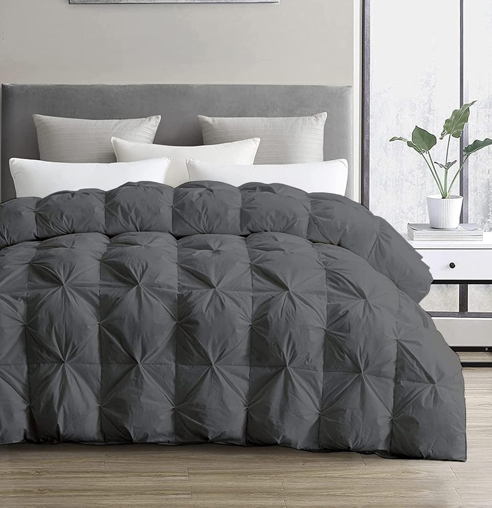 Oversized Queen Comforter 98 x 98 - Hotel Luxury 1 Piece Down Alternative Pinch Pleat Comforter with
