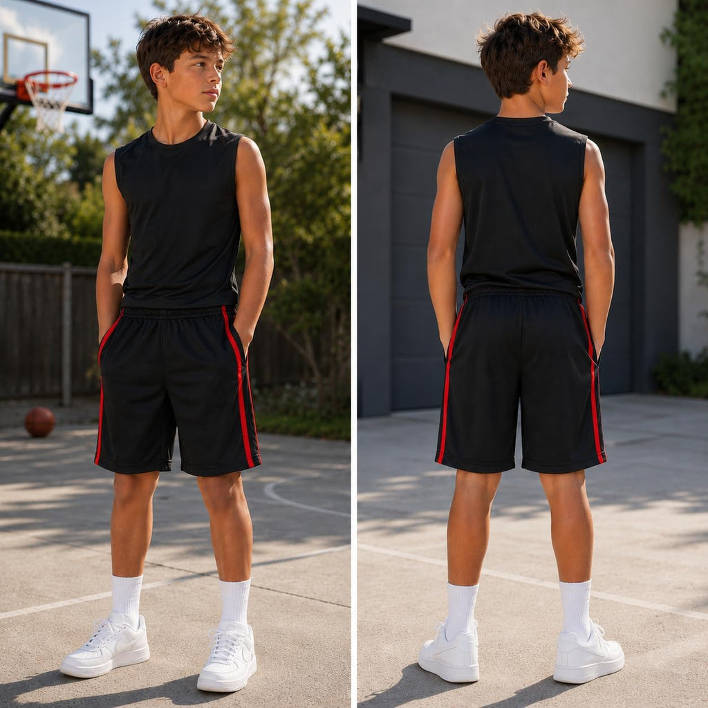 Boys 5 Pack Dry-Fit Athletic Performance Active Shorts