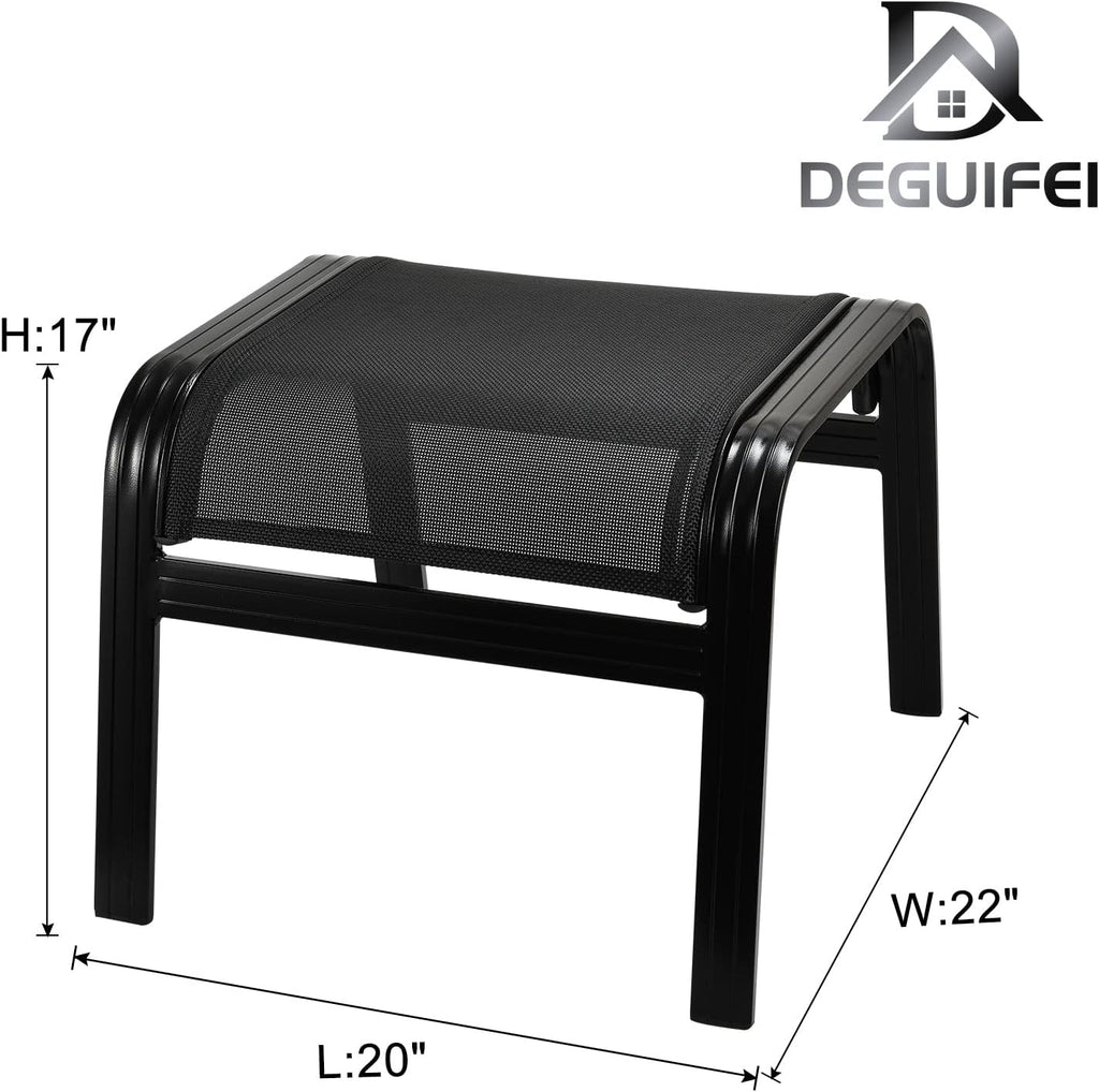 Footstools Outdoor Foot Rest Aluminum Ottomans Portable Seat Wicker Furniture Stackable Ottoman 2 Pieces Black