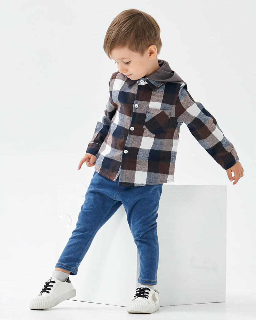 Boy Clothes Fall Plaid Flannel Button Down Shirt